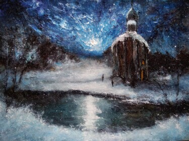 Pittura intitolato "Church on a winter…" da Sasha Brisac, Opera d'arte originale, Acrilico