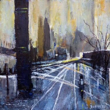 Painting titled "London street" by Sasha Brisac, Original Artwork, Acrylic