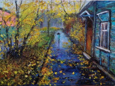 Pittura intitolato "Rainy autumn" da Sasha Brisac, Opera d'arte originale, Acrilico