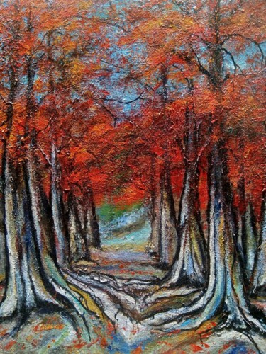 Pittura intitolato "Early autumn" da Sasha Brisac, Opera d'arte originale, Acrilico