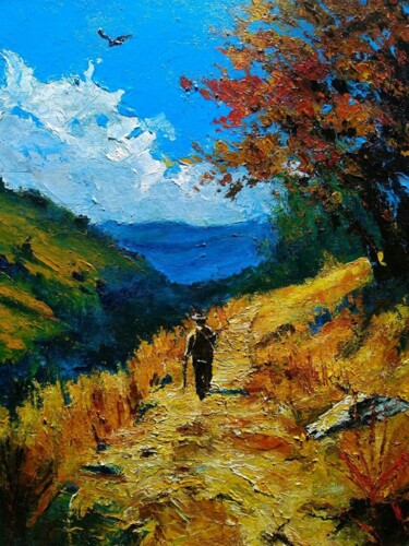 Painting titled "In the mountains on…" by Sasha Brisac, Original Artwork, Acrylic