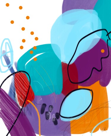 Arts numériques intitulée "Orange joy and Ceru…" par Sasha Robinson, Œuvre d'art originale, Travail numérique 2D