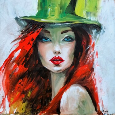 Schilderij getiteld "Irish Girl" door Sasha Savona, Origineel Kunstwerk, Olie Gemonteerd op Karton