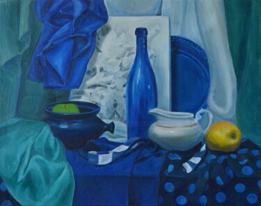 "Blue Still Life" başlıklı Tablo Sasha Solomon tarafından, Orijinal sanat, Petrol