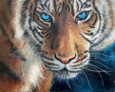 Painting titled "Tiger" by Sasha Solomon, Original Artwork, Oil