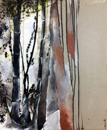 Pittura intitolato "Forêt de bambou" da Sassa Sam, Opera d'arte originale, Acrilico