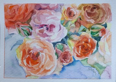 Peinture intitulée "Rose" par Sateh, Œuvre d'art originale, Aquarelle