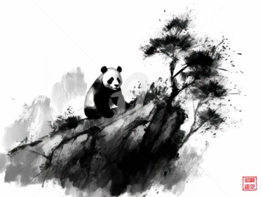 Malarstwo zatytułowany „Panda 5.2461 No. 7” autorstwa Satori No Michi, Oryginalna praca, Akwarela