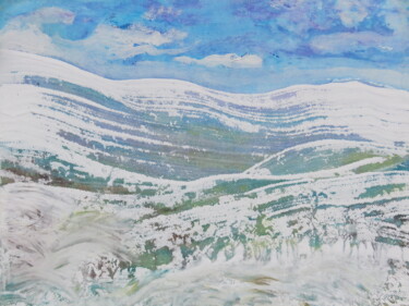 Malerei mit dem Titel ""Schneelandschaft"…" von Satyam Art, Original-Kunstwerk, Acryl