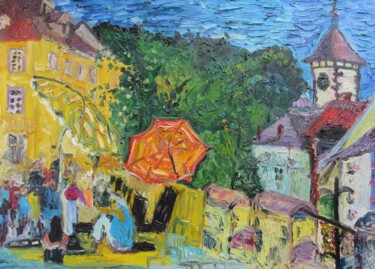 Картина под названием ""Kunstmarkt Freibur…" - Satyam Art, Подлинное произведение искусства, Акрил