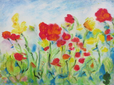 Malerei mit dem Titel ""Blumenwiese II"" von Satyam Art, Original-Kunstwerk, Acryl
