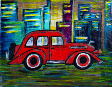 Pittura intitolato "Red-car.jpg" da Irina Stefan, Opera d'arte originale, Acrilico
