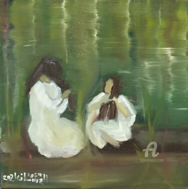 Disegno intitolato "River side" da Saud Ali Alassaf, Opera d'arte originale, Olio