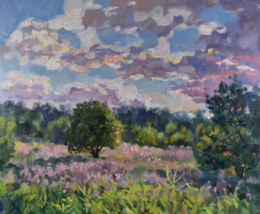 Pittura intitolato "Summer Landscape Na…" da Natalya Savenkova, Opera d'arte originale, Olio