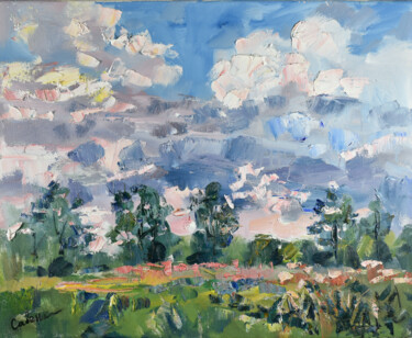 Peinture intitulée "Landscape Clouds Na…" par Natalya Savenkova, Œuvre d'art originale, Huile