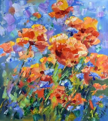 Painting titled "Poppy Painting Orig…" by Natalya Savenkova, Original Artwork, Oil