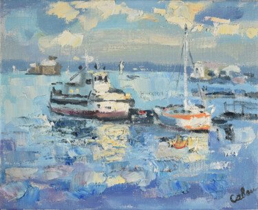 绘画 标题为“Boat Painting Pier…” 由Natalya Savenkova, 原创艺术品, 油