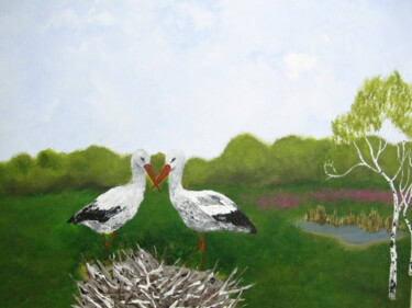 Картина под названием "Семейное гнездо" - Анастасия Шаверина, Подлинное произведение искусства, Акрил