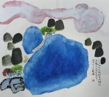 Картина под названием "Cloud will protect…" - 승범 조, Подлинное произведение искусства, Акварель Установлен на Деревянная пане…