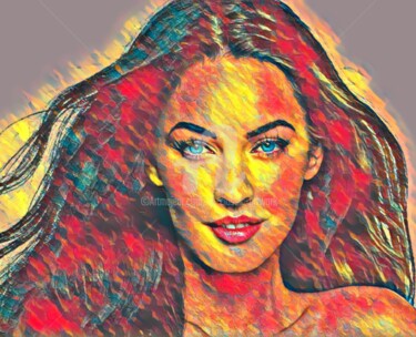 Digital Arts titled "Megan Fox volcanic…" by Saeed Bagsair, Original Artwork, Digital Painting