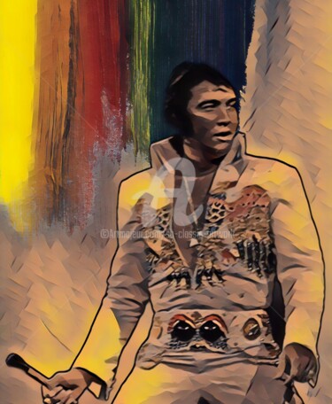 Digital Arts titled "Elvis Presley" by Saeed Bagsair, Original Artwork, Digital Painting
