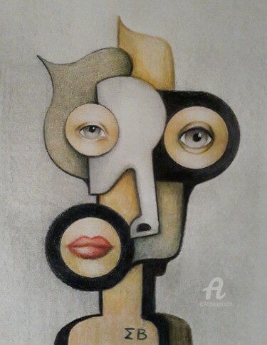 Drawing titled "Retrato de Cronopio…" by Sb Sigmabeta, Original Artwork, Pastel