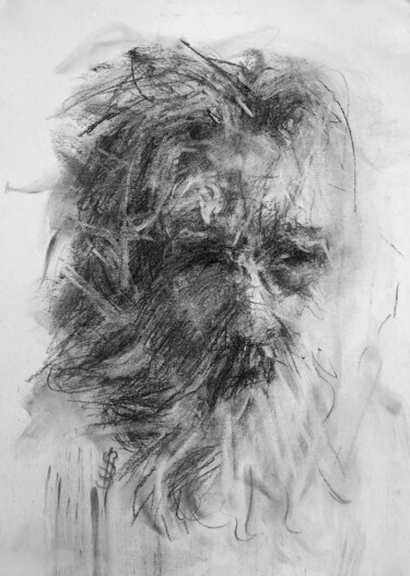 Drawing titled "Old Man & the Beard" by Sbboursot, Original Artwork, Charcoal