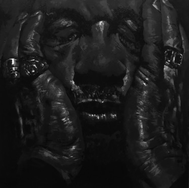 Schilderij getiteld "black-art/Joey Starr" door Sylvain Berthaume "Bth", Origineel Kunstwerk, Acryl