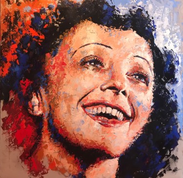 Painting titled "edith piaf" by Sylvain Berthaume "Bth", Original Artwork, Oil