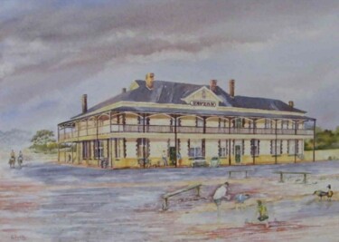 Painting titled "Dumbleyung Hotel -…" by Scally Art, Original Artwork, Oil