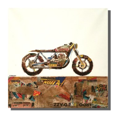 Peinture intitulée "Guzzone Cafe Racer" par Schascia, Œuvre d'art originale