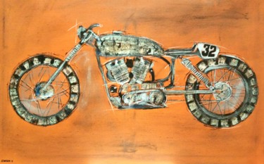 Pintura titulada "Cafe Racer Club-Bla…" por Schascia, Obra de arte original, Acrílico