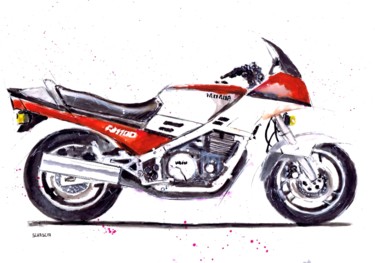 Dessin intitulée "Yamaha FJ1100" par Schascia, Œuvre d'art originale, Aquarelle