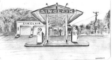 图画 标题为“Old gas station” 由Schascia, 原创艺术品, 铅笔