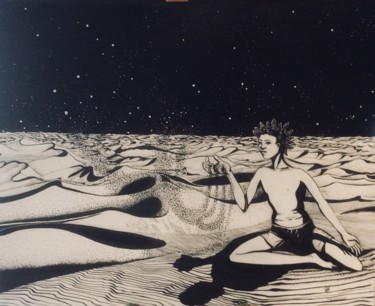 Schilderij getiteld "rien que du sable" door Patricia Schmitzer, Origineel Kunstwerk, Inkt