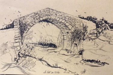 「Le pont de Tuve」というタイトルの描画 Patricia Schmitzerによって, オリジナルのアートワーク, 鉛筆