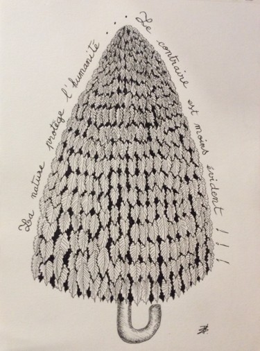 Tekening getiteld "L’arbre parapluie" door Patricia Schmitzer, Origineel Kunstwerk, Inkt