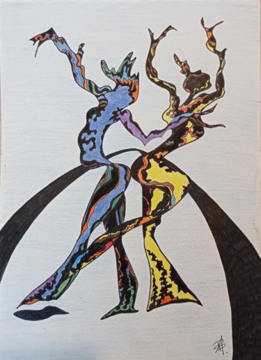 Peinture intitulée "Dancing" par Patricia Schmitzer, Œuvre d'art originale, Encre
