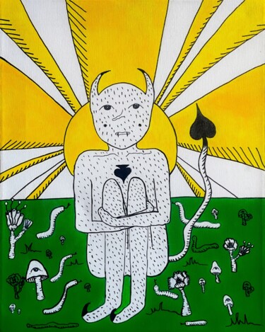 Malarstwo zatytułowany „Devil in garden” autorstwa Liza Schneider, Oryginalna praca, Akryl