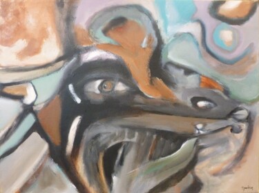 「Mongoose on the Loo…」というタイトルの絵画 Scott Spencerによって, オリジナルのアートワーク, オイル ウッドストレッチャーフレームにマウント