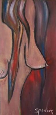 Painting titled "Elongated Woman" by Scott Spencer, Original Artwork, Oil
