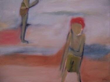 Painting titled "Beach Children 2" by Scott Spencer, Original Artwork, Oil