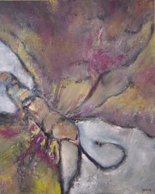 Painting titled "Butterfly" by Scott Spencer, Original Artwork, Oil Mounted on Wood Stretcher frame