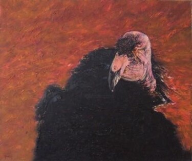 Painting titled "Pretty Bird" by Scott Spencer, Original Artwork, Oil Mounted on Wood Stretcher frame