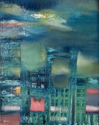 Painting titled "New York (SOLD)" by Scott Spencer, Original Artwork, Oil