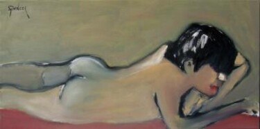 Картина под названием "Sunbather" - Scott Spencer, Подлинное произведение искусства, Масло Установлен на Деревянная рама для…