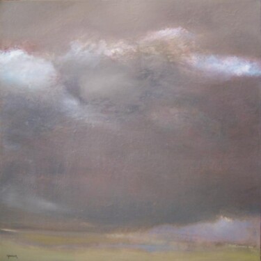 Painting titled "Low Lying Clouds" by Scott Spencer, Original Artwork, Oil Mounted on Wood Stretcher frame
