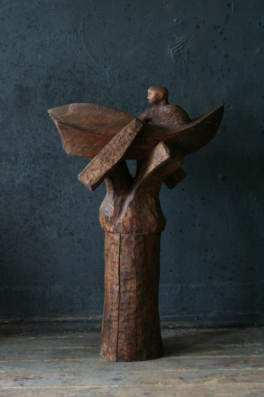 Skulptur mit dem Titel "The River" von Alexander Eremin, Original-Kunstwerk, Holz