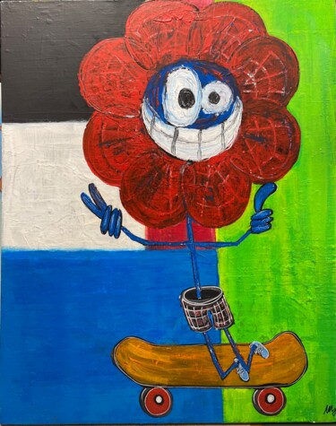 Painting titled "Vive les fleurs en…" by Seb Paul Michel, Original Artwork, Acrylic