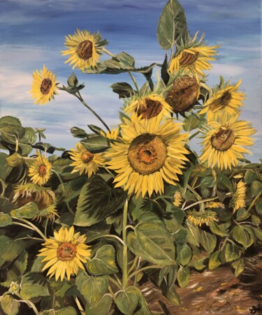 "Sunflowers in field…" başlıklı Tablo Bas Van Bemmel tarafından, Orijinal sanat, Guaş boya